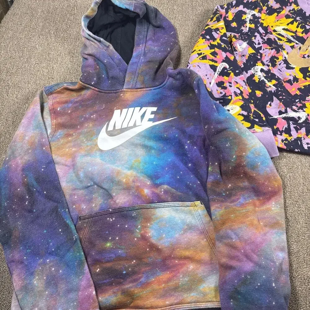 Nike Youth Large Sweatshirt Bundle 2 Pieces Colorful Galaxy Abstract